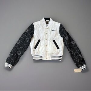 NWT Akdmks Black And White Varsity  Jacket With Embroidered Sleeves M